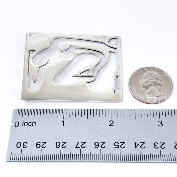Vintage Sterling Silver 925 Large Modernist Nude Silhouette Cut Out Brooch - Picture 6 of 6